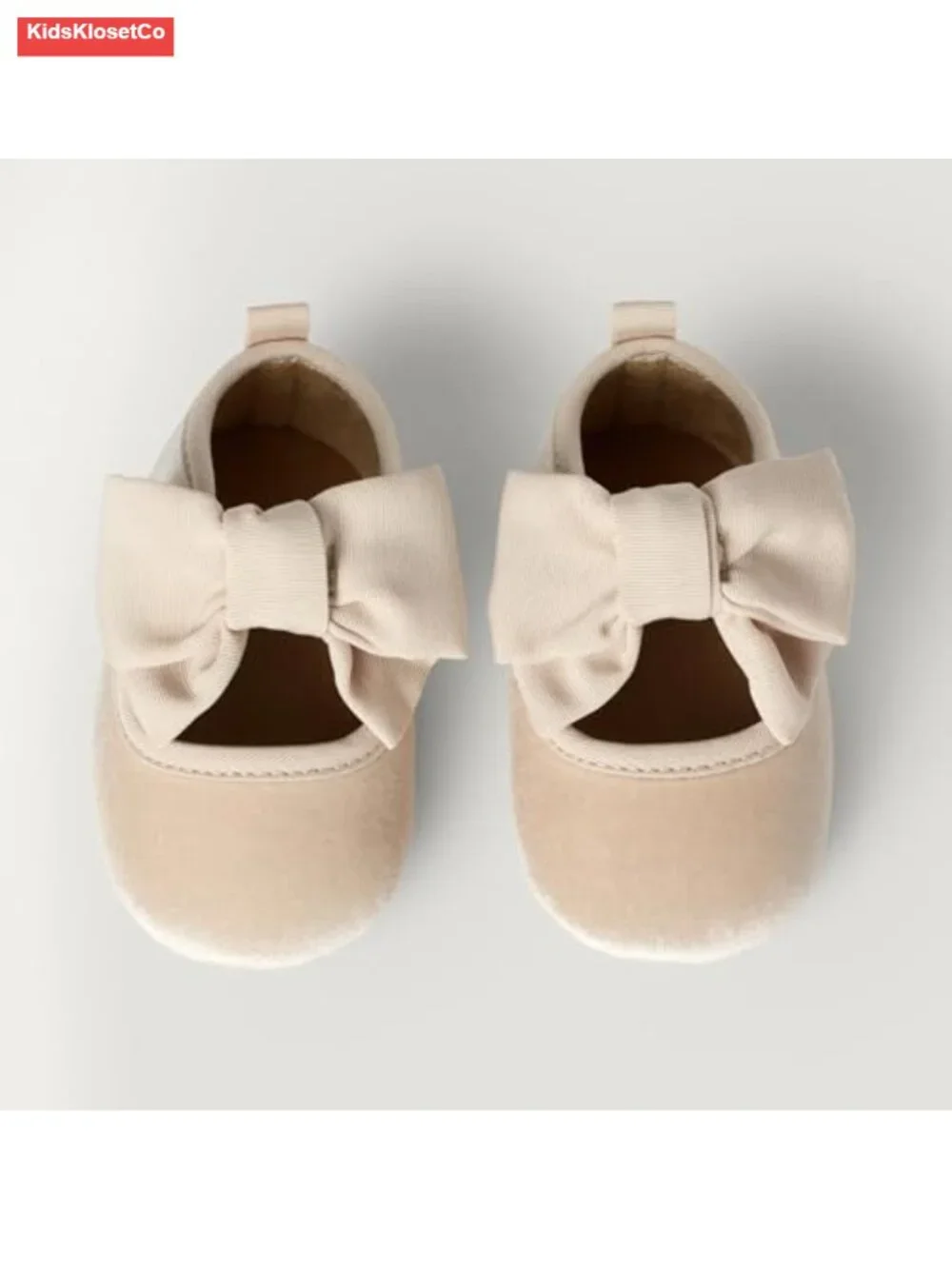 Baby Girls Mary Jane Shoes Velvet Bow Detail Elastic Strap